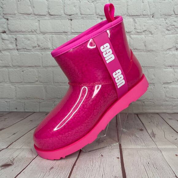 Ugg Classic Mini Pink Clear Waterproof Boots Women’s Size 6 (S/N 1112386K) - Picture 4 of 10